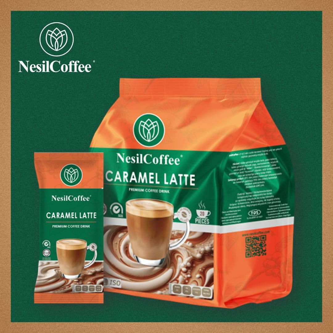 NesilCoffee Caramel Latte köp paketli gaplamasy we bir paketçigi